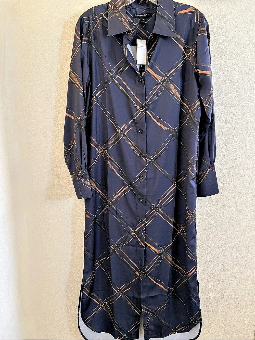 Banana Republic Geometric Maxi Dress in Blue & Brown (Size M - NWT) with Wide Be